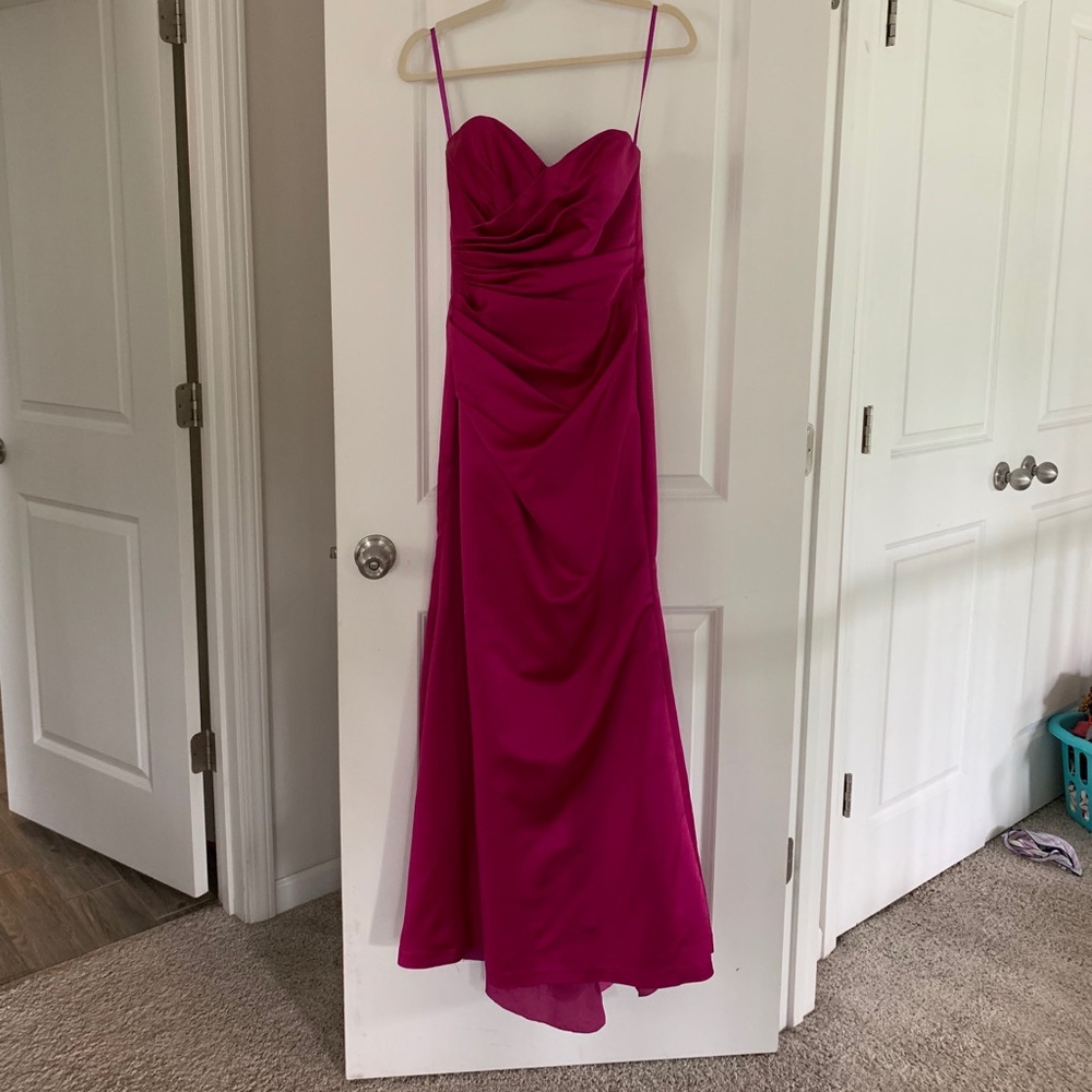 Fuchsia bridesmaids dress-satin